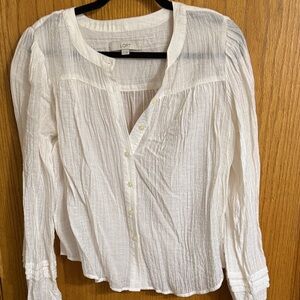 LOFT Women's Cream Textured Blouse